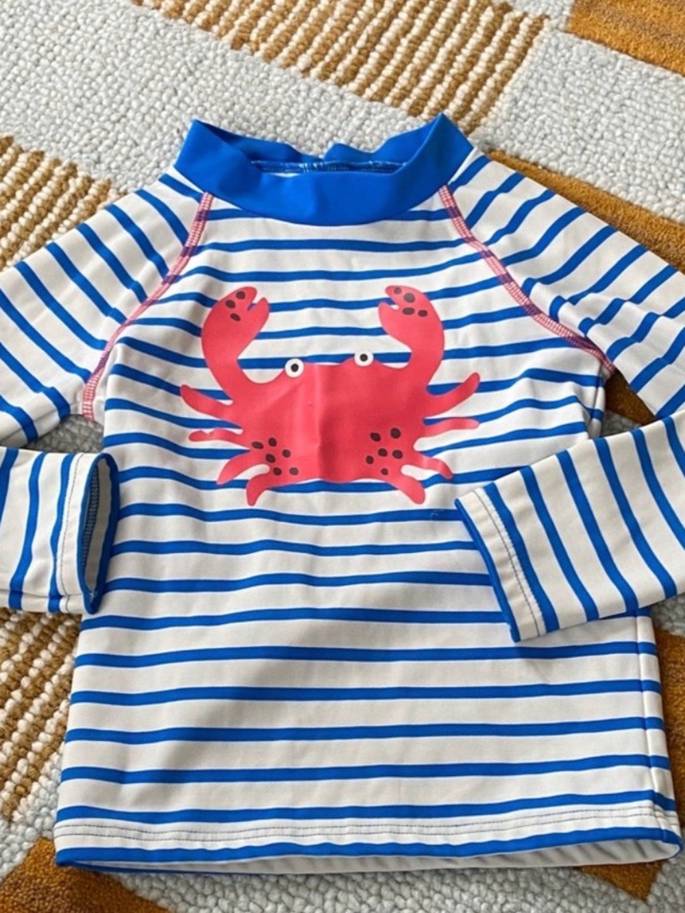 Baby Boden striped crab long sleeve rash guard swim top size 3-4Y